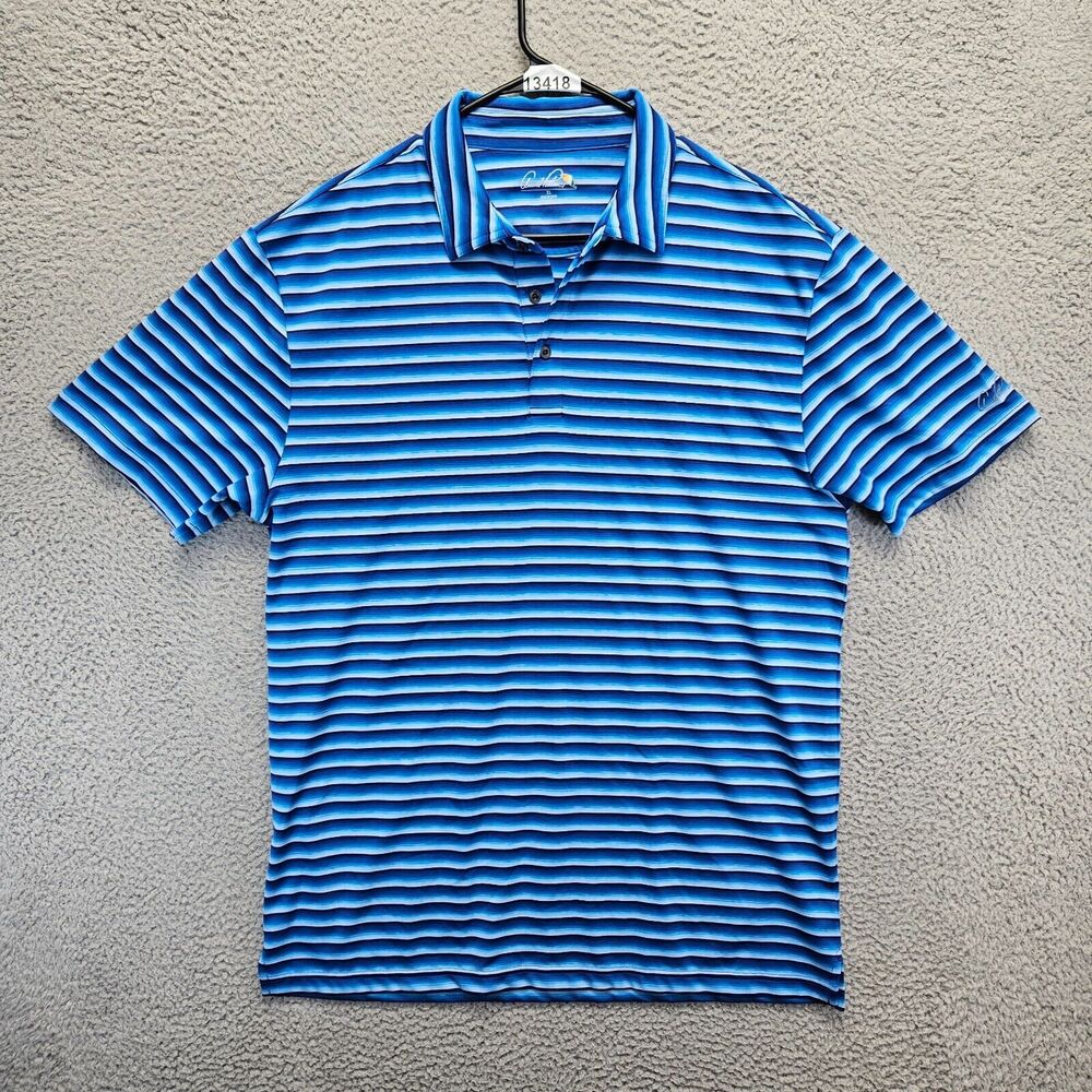 Arnold Palmer Polo Shirt Mens Size XL Blue Striped Short Sleeve